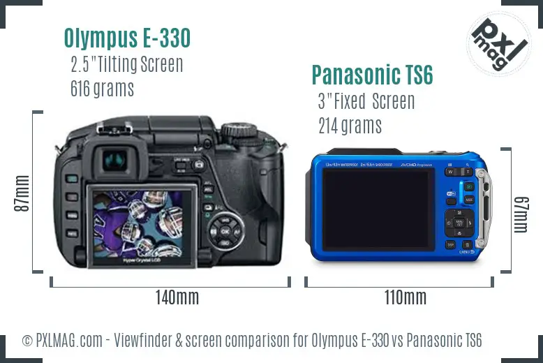 Olympus E-330 vs Panasonic TS6 Screen and Viewfinder comparison