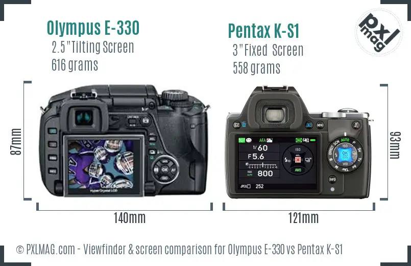 Olympus E-330 vs Pentax K-S1 Screen and Viewfinder comparison