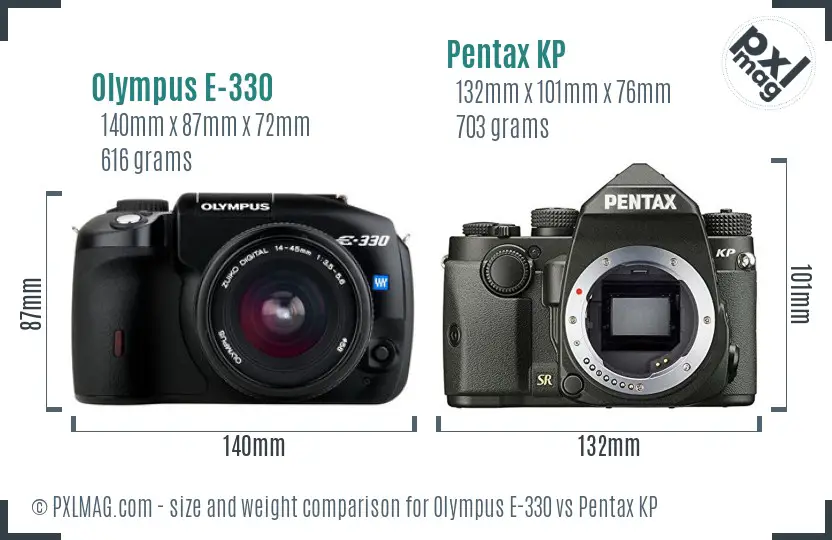 Olympus E-330 vs Pentax KP size comparison