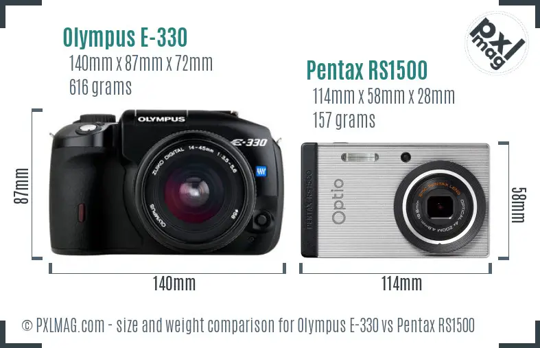 Olympus E-330 vs Pentax RS1500 size comparison