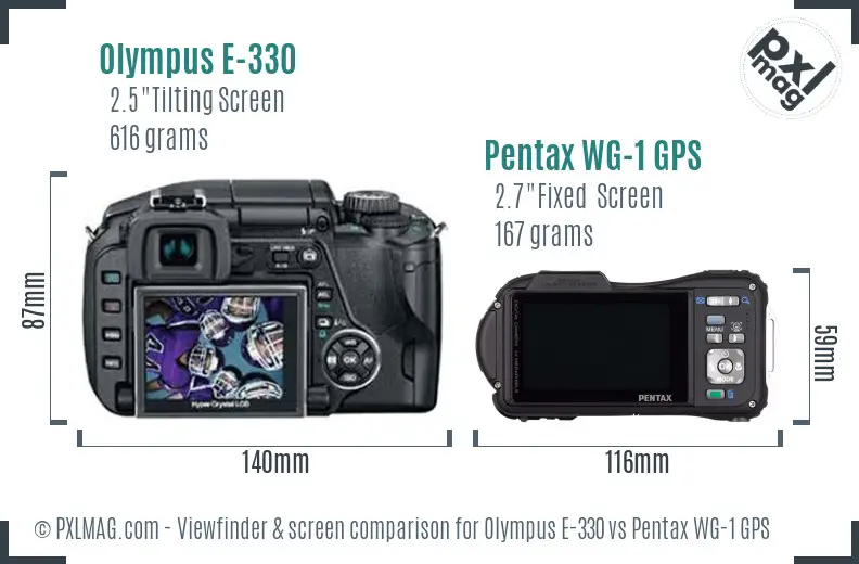 Olympus E-330 vs Pentax WG-1 GPS Screen and Viewfinder comparison