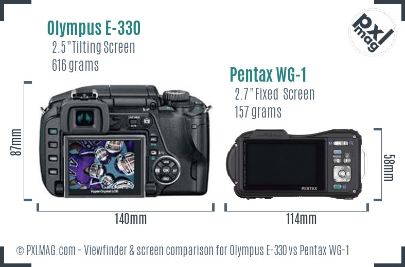 Olympus E-330 vs Pentax WG-1 Screen and Viewfinder comparison