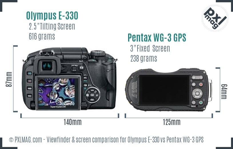 Olympus E-330 vs Pentax WG-3 GPS Screen and Viewfinder comparison