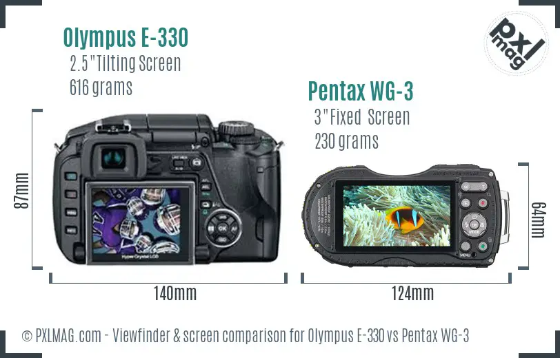 Olympus E-330 vs Pentax WG-3 Screen and Viewfinder comparison Olympus E-330 vs Pentax WG-3 Screen and Viewfinder comparison