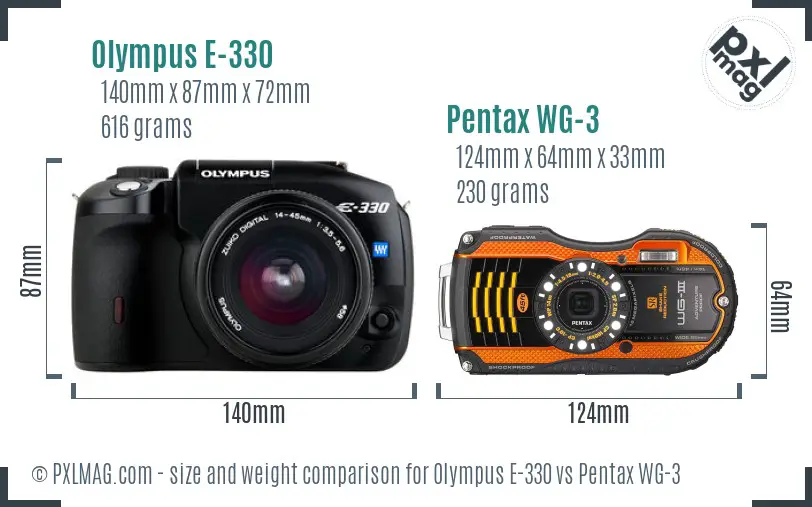 Olympus E-330 vs Pentax WG-3 size comparison Olympus E-330 vs Pentax WG-3 size comparison