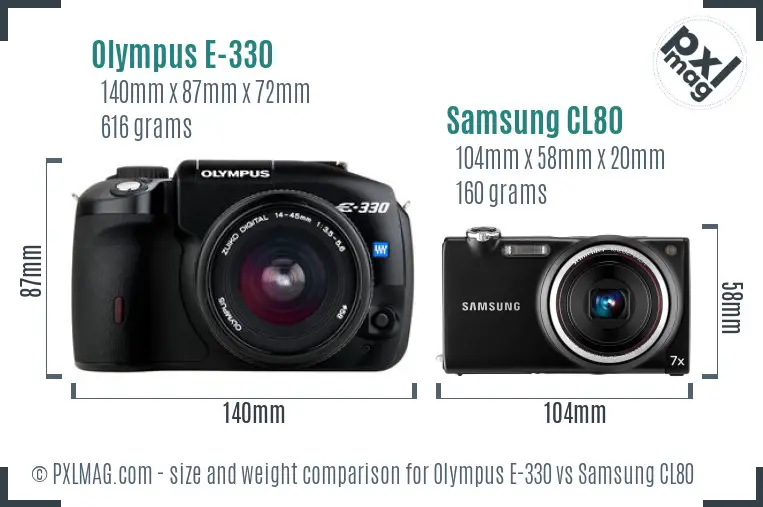 Olympus E-330 vs Samsung CL80 size comparison