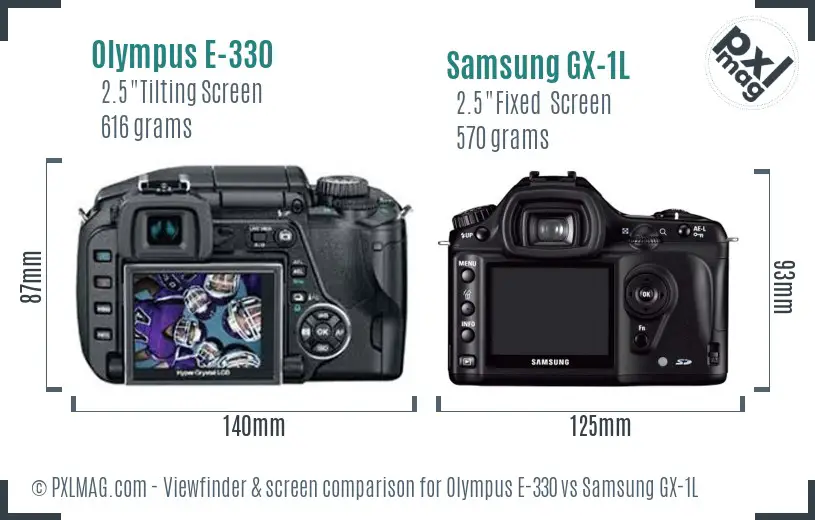 Olympus E-330 vs Samsung GX-1L Screen and Viewfinder comparison