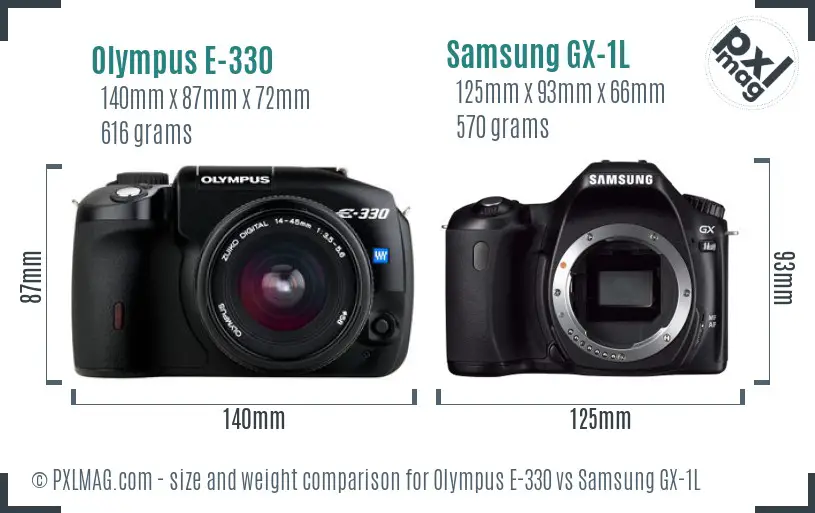 Olympus E-330 vs Samsung GX-1L size comparison