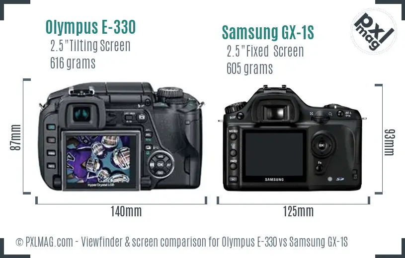 Olympus E-330 vs Samsung GX-1S Screen and Viewfinder comparison