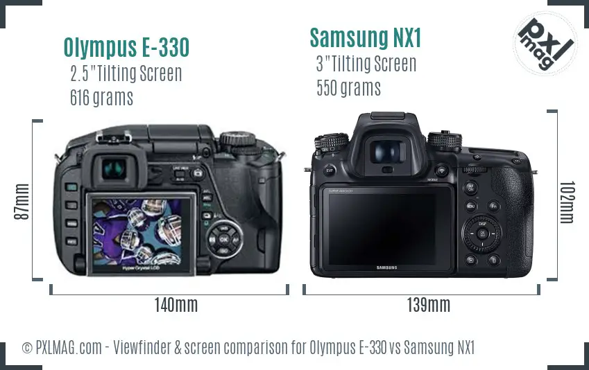 Olympus E-330 vs Samsung NX1 Screen and Viewfinder comparison