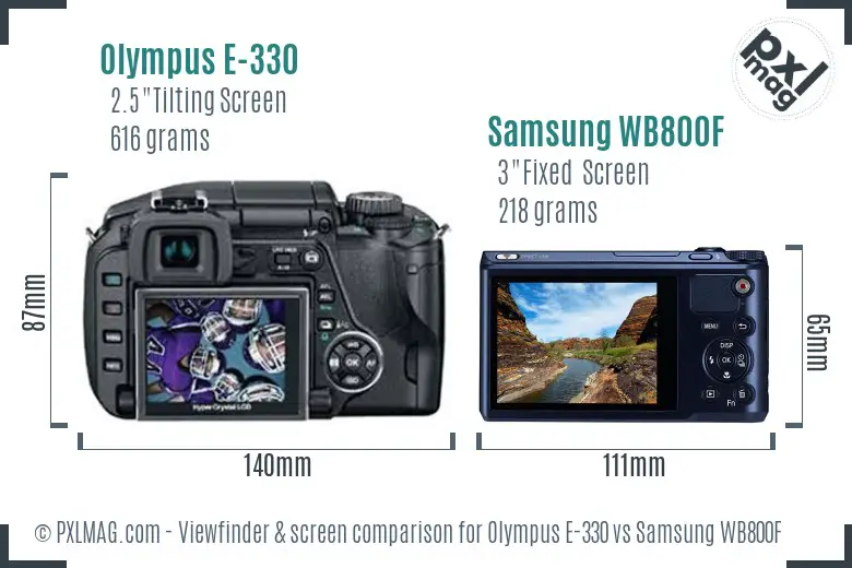 Olympus E-330 vs Samsung WB800F Screen and Viewfinder comparison