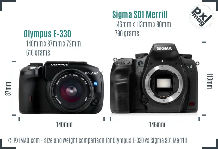 Olympus E-330 vs Sigma SD1 Merrill size comparison