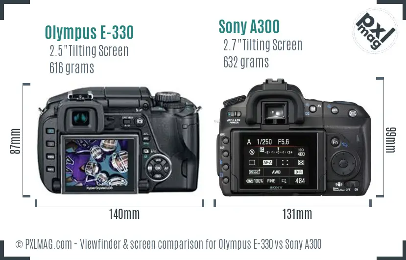 Olympus E-330 vs Sony A300 Screen and Viewfinder comparison