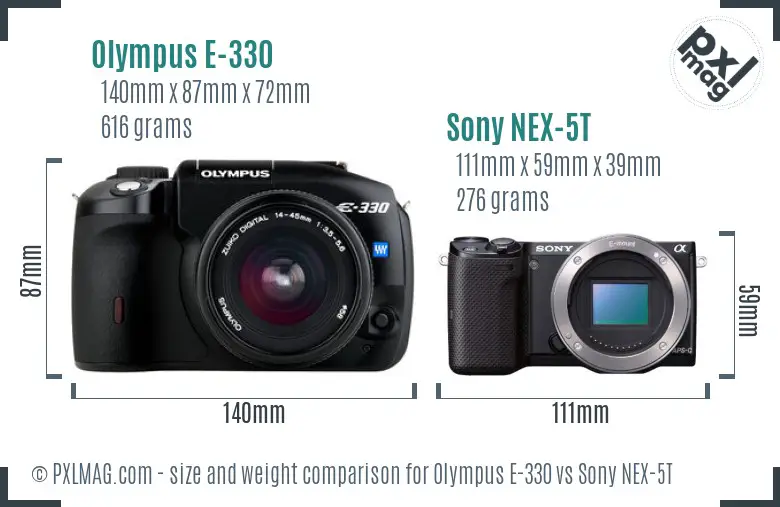 Olympus E-330 vs Sony NEX-5T size comparison