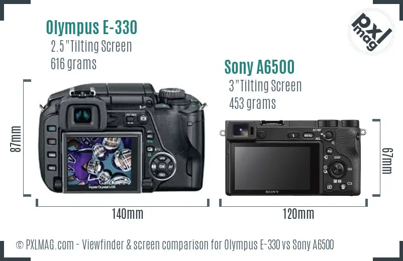 Olympus E-330 vs Sony A6500 Screen and Viewfinder comparison