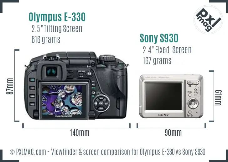 Olympus E-330 vs Sony S930 Screen and Viewfinder comparison Olympus E-330 vs Sony S930 Screen and Viewfinder comparison