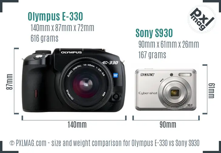 Olympus E-330 vs Sony S930 size comparison Olympus E-330 vs Sony S930 size comparison