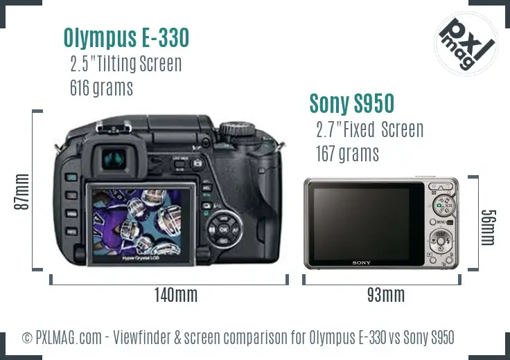 Olympus E-330 vs Sony S950 Screen and Viewfinder comparison Olympus E-330 vs Sony S950 Screen and Viewfinder comparison