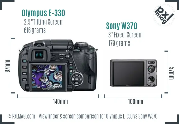 Olympus E-330 vs Sony W370 Screen and Viewfinder comparison Olympus E-330 vs Sony W370 Screen and Viewfinder comparison