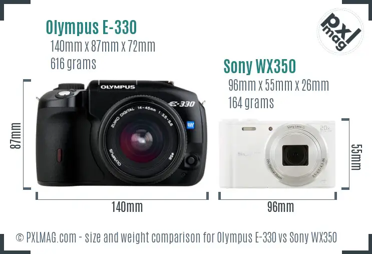 Olympus E-330 vs Sony WX350 size comparison Olympus E-330 vs Sony WX350 size comparison