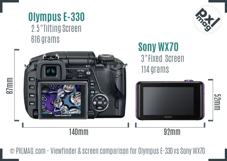 Olympus E-330 vs Sony WX70 Screen and Viewfinder comparison Olympus E-330 vs Sony WX70 Screen and Viewfinder comparison
