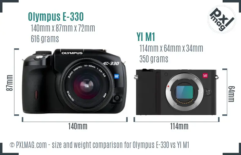 Olympus E-330 vs YI M1 size comparison Olympus E-330 vs YI M1 size comparison