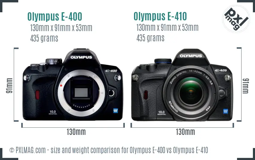 Olympus E-400 vs Olympus E-410 size comparison