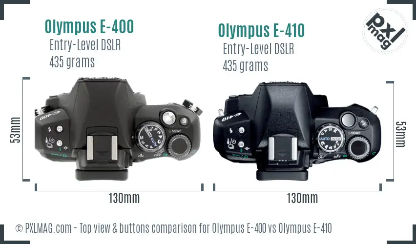 Olympus E-400 vs Olympus E-410 top view buttons comparison