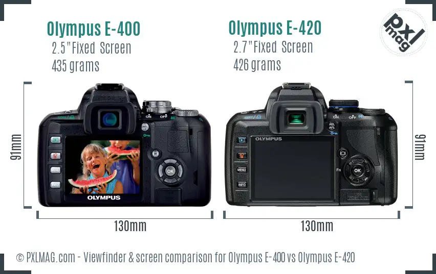 Olympus E-400 vs Olympus E-420 Screen and Viewfinder comparison