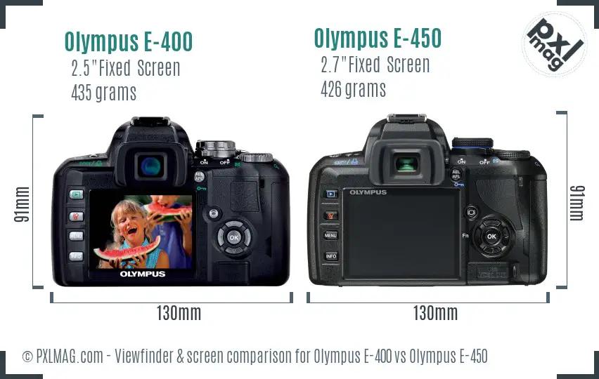 Olympus E-400 vs Olympus E-450 Screen and Viewfinder comparison