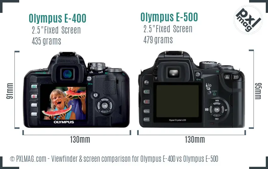 Olympus E-400 vs Olympus E-500 Screen and Viewfinder comparison