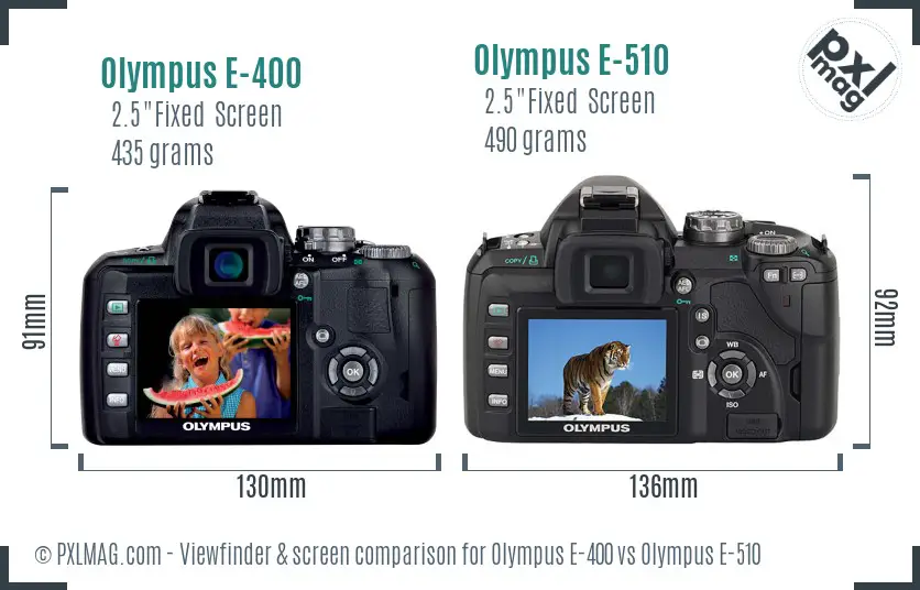 Olympus E-400 vs Olympus E-510 Screen and Viewfinder comparison