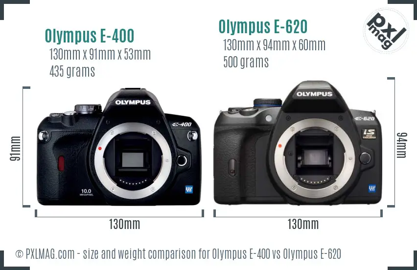 Olympus E-400 vs Olympus E-620 size comparison