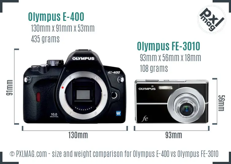 Olympus E-400 vs Olympus FE-3010 size comparison