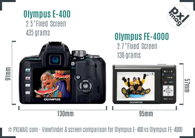 Olympus E-400 vs Olympus FE-4000 Screen and Viewfinder comparison