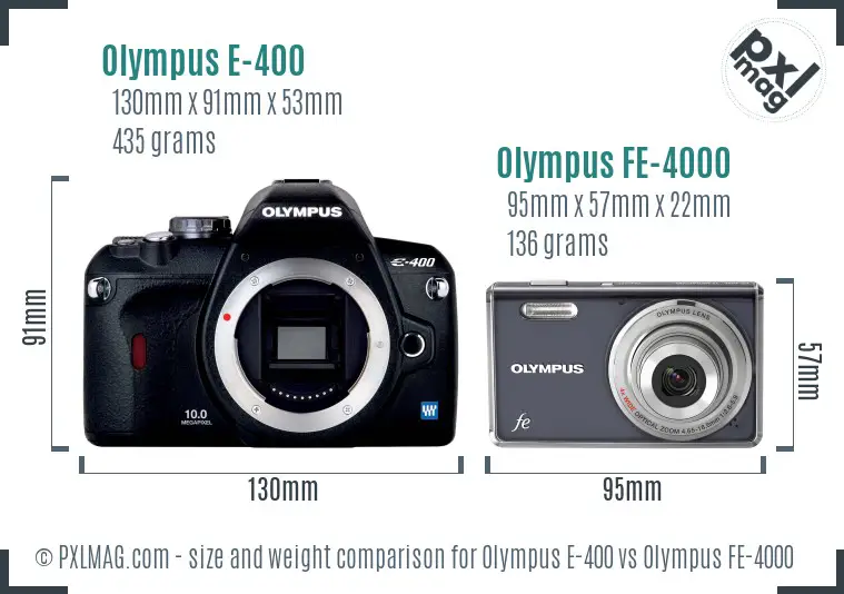 Olympus E-400 vs Olympus FE-4000 size comparison