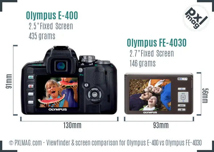 Olympus E-400 vs Olympus FE-4030 Screen and Viewfinder comparison