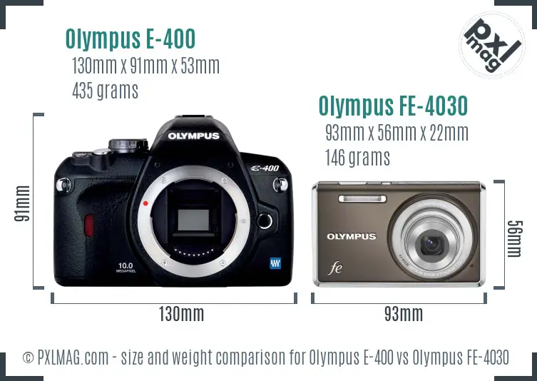 Olympus E-400 vs Olympus FE-4030 size comparison