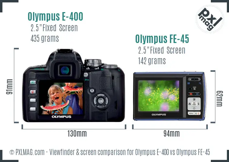 Olympus E-400 vs Olympus FE-45 Screen and Viewfinder comparison