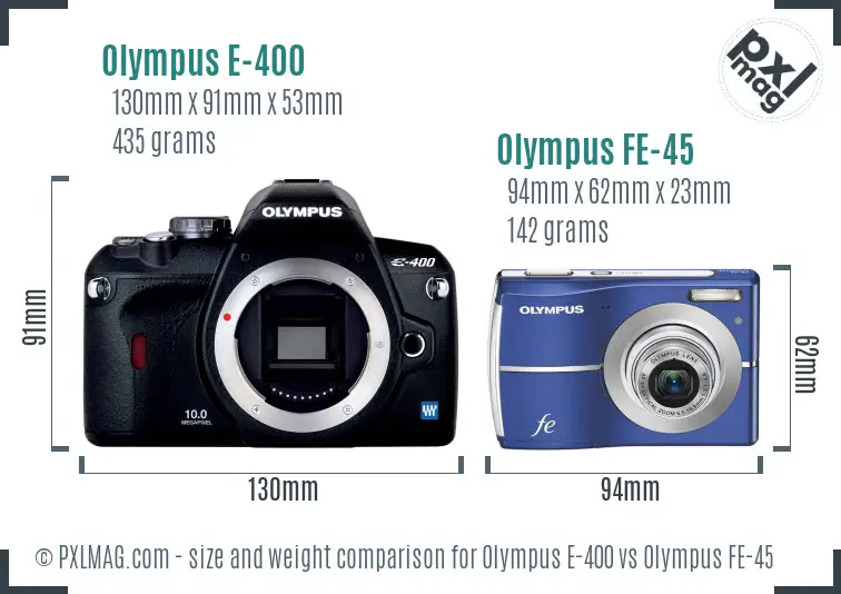 Olympus E-400 vs Olympus FE-45 size comparison