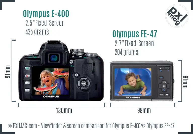Olympus E-400 vs Olympus FE-47 Screen and Viewfinder comparison