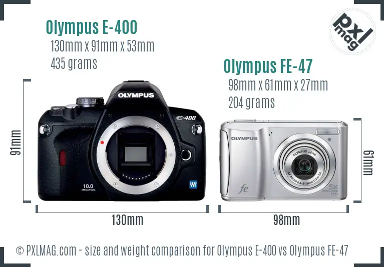 Olympus E-400 vs Olympus FE-47 size comparison