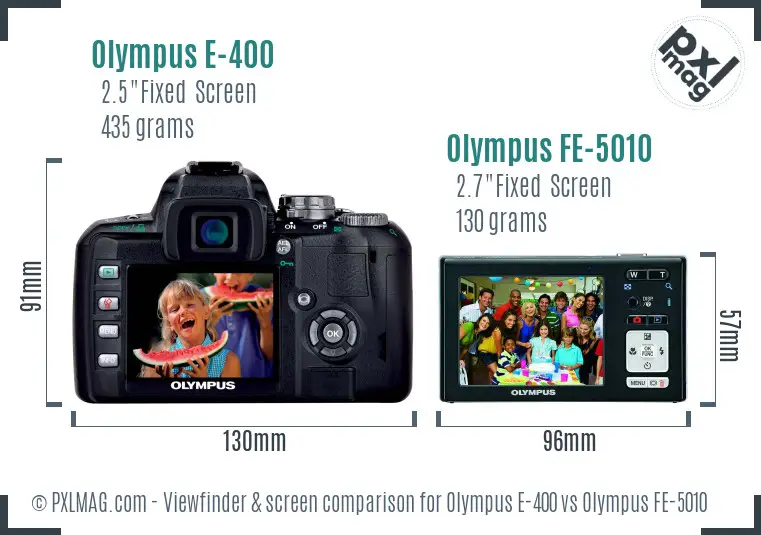 Olympus E-400 vs Olympus FE-5010 Screen and Viewfinder comparison