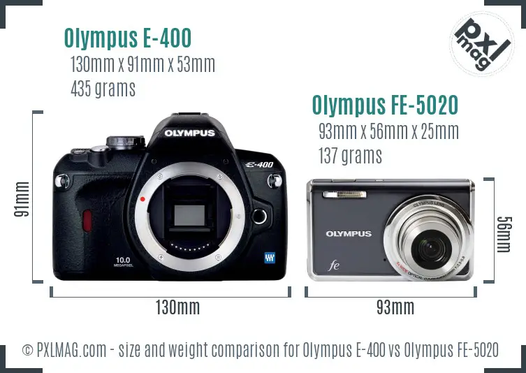 Olympus E-400 vs Olympus FE-5020 size comparison