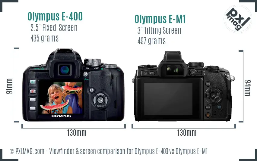 Olympus E-400 vs Olympus E-M1 Screen and Viewfinder comparison