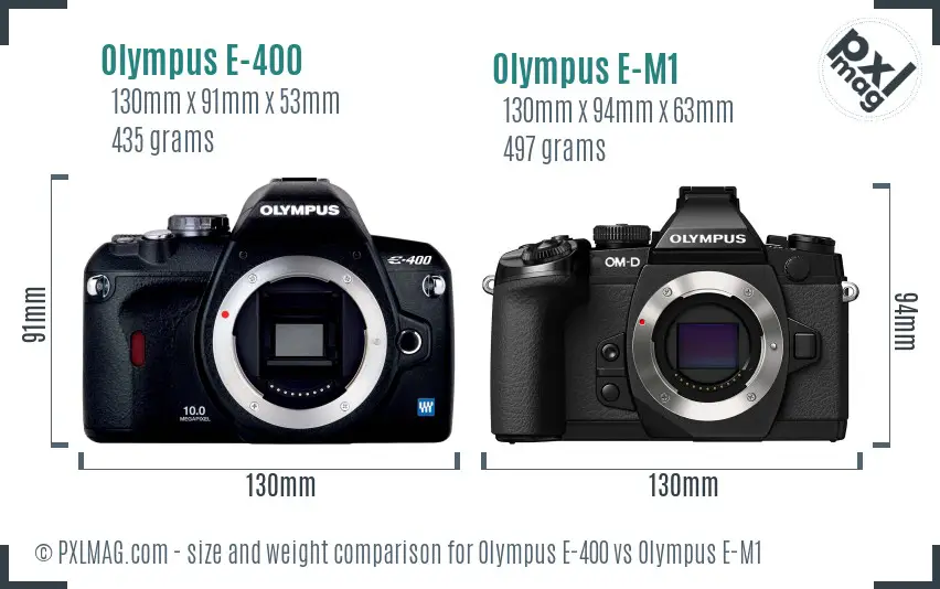 Olympus E-400 vs Olympus E-M1 size comparison