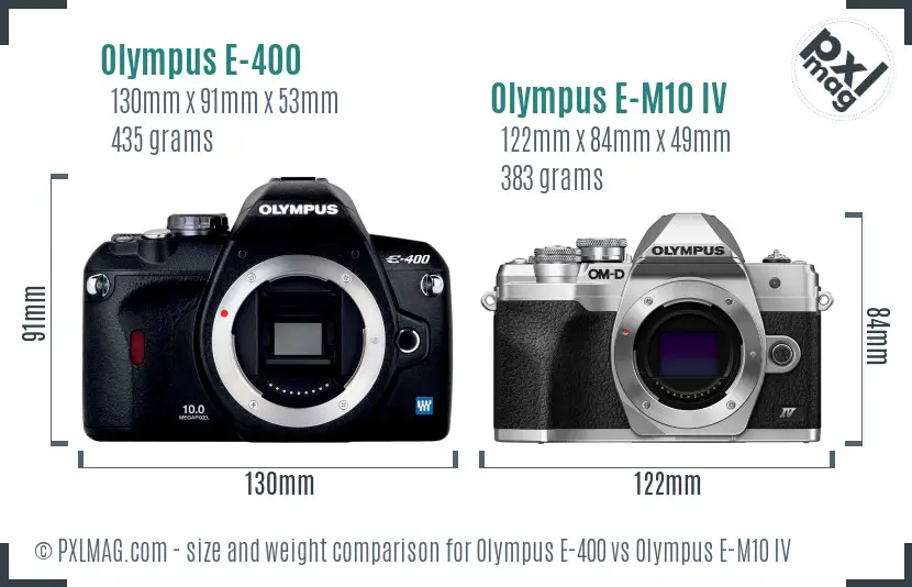 Olympus E-400 vs Olympus E-M10 IV size comparison