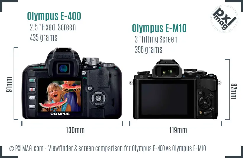 Olympus E-400 vs Olympus E-M10 Screen and Viewfinder comparison