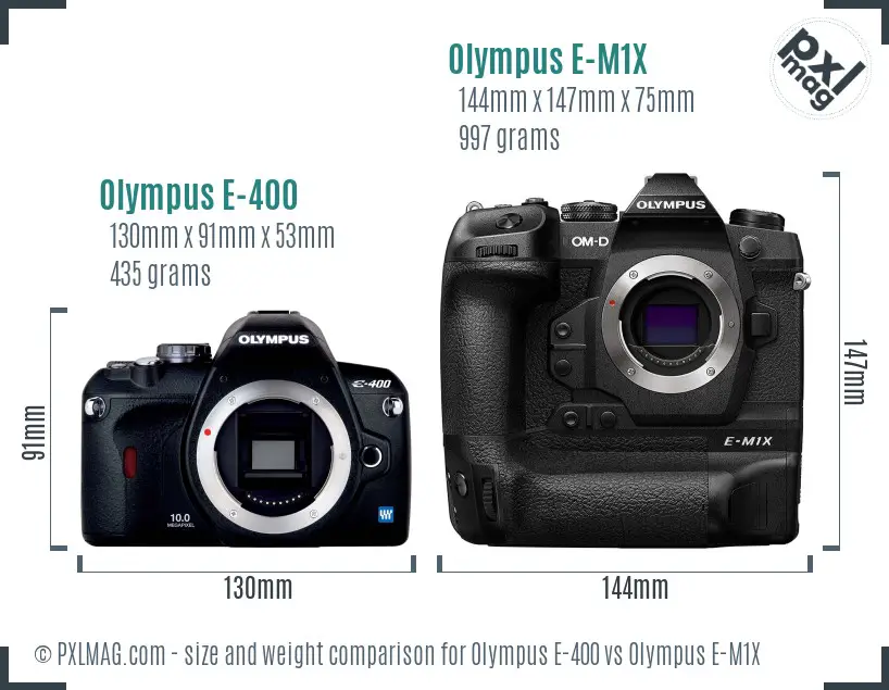 Olympus E-400 vs Olympus E-M1X size comparison