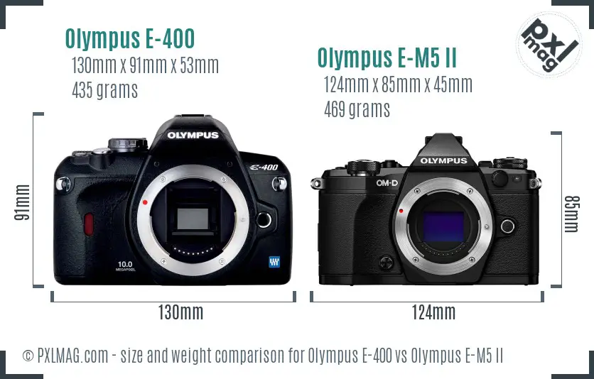 Olympus E-400 vs Olympus E-M5 II size comparison